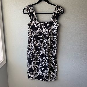Loft dress sz S black white square neck mid length